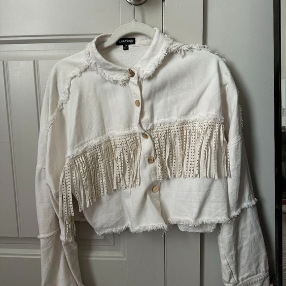 Gold Fringe Jean Jacket - Picture 3 of 6